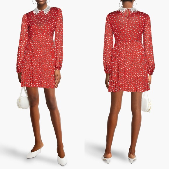 NWT Maje Rouges Raina Horse-Print Jacquard Dress with Guipure Collar Size US 4 - Picture 5 of 13